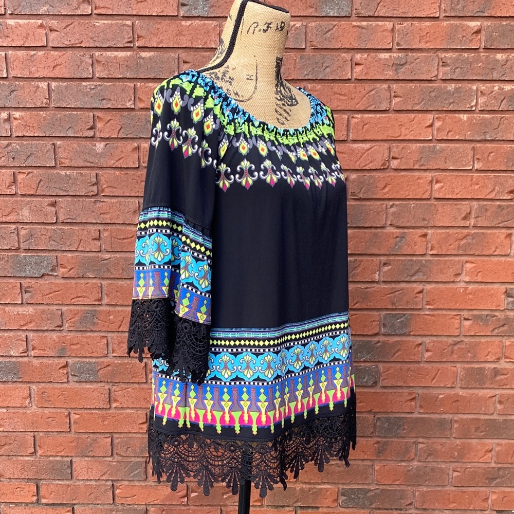 Ali Miles Vibrant Bohemian Tunic Top S
